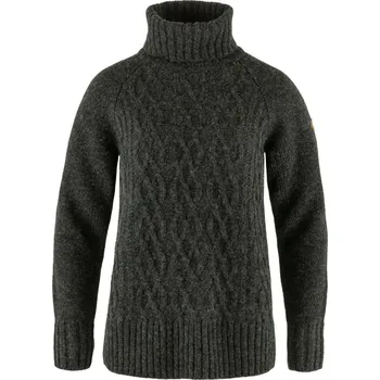 Dámský svetr FJÄLLRÄVEN Övik Cable Knit Roller Neck W, Dark Grey velikost: S