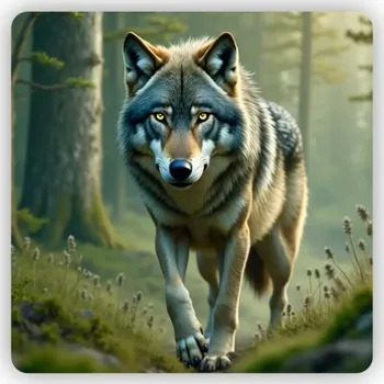 Dekorativní magnet Magnetka 65x65mm ve tvaru čtverce - vlčí strážce