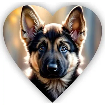 Dekorativní magnet Magnetka 65x65mm ve tvaru srdce - německý ovčák 4