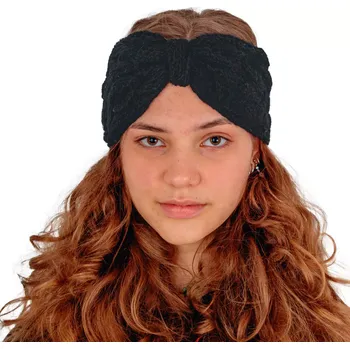 Zimní čelenka Vlněná pletená čelenka Natalia Black