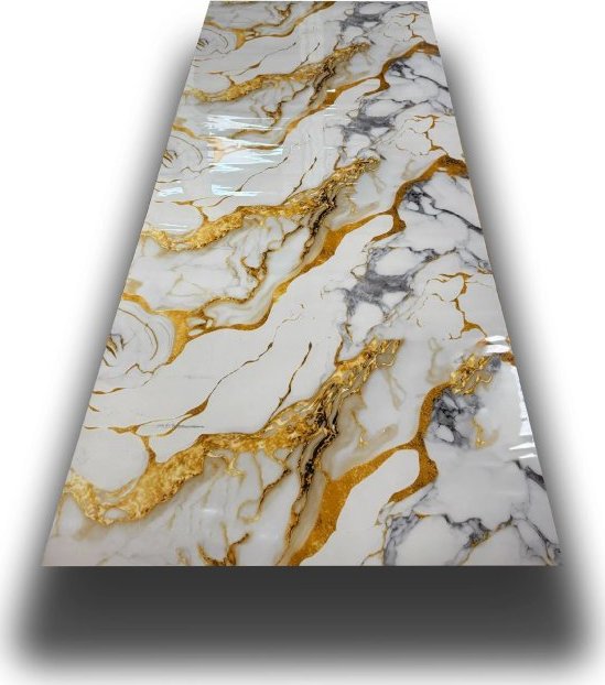 Samolepicí velkoformátový panel XXL zlatý mramor 120 x 280 cm / velkoplošný dekorativní stěnový obklad Carrara efekt MAR004