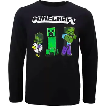 Chlapecké tričko Minecraft tričko Zombie a Creeper s dlouhým rukávem černé dětské Velikost trička: 9 let (134 cm)