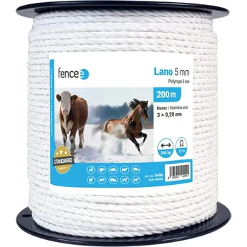 Ohradník VNT electronics s.r.o. Lano pro elektrický ohradník, průměr 5 mm, bílé, délka 200 m