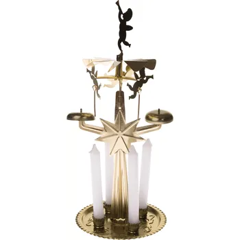 Casa de Engel Kovové andělské zvonění se 4 svíčkami 12 x 27 x 12 cm zlaté
