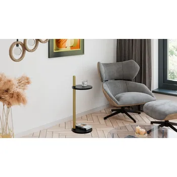 Toaletní stolek Pomocný stolek Claro kulatý průměr 30 cm - různé barvy na výběr - Černý MiniPearl, Zlatý