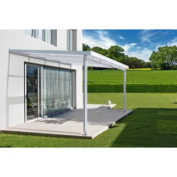Pergola Gutta Terrassendach Premium - čirý akryl / bílá konstrukce pergola 7,12 x 3,06 m