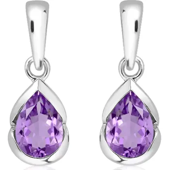 Náušnice Samba S Amethyst - stříbrné náušnice s fialovým amethystem