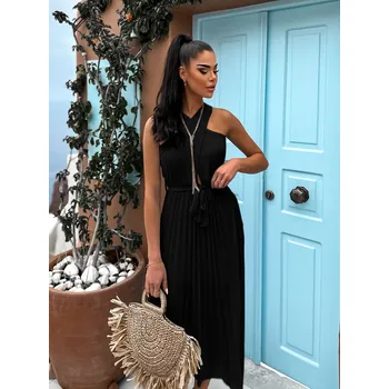 Dámské šaty Černé plisované šaty VILHAN Velikost: ONESIZE