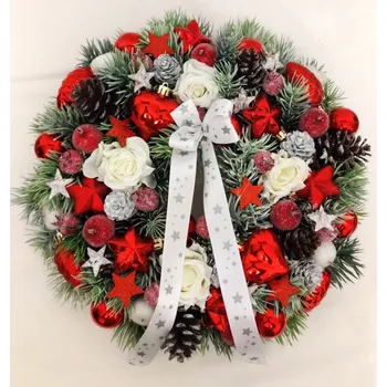 umělá květina Kyticky.cz Vánoční věnec červený