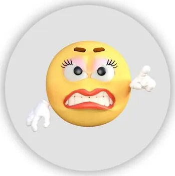 Dekorativní magnet Magnetka 65x65mm ve tvaru kruhu - rozčílený smajlík