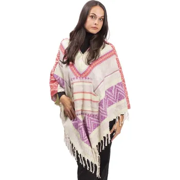 Dámské pončo Pončo se vzory PANKAJ zeleno-šedá II.