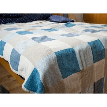 deka Snový svět Lněný pléd s modrými kostkami