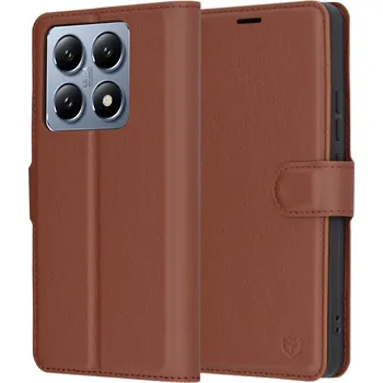 Pouzdro na mobilní telefon Pouzdro z kůže Techsuit Xiaomi 14T Pro hnědé