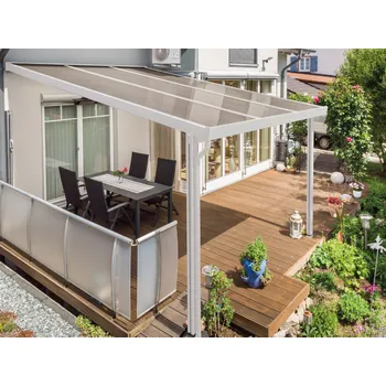 Pergola Gutta Terrassendach Premium - bronzový akryl / bílá konstrukce pergola 9,14 x 4,06 m