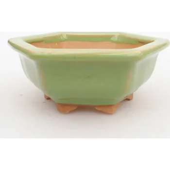 Květináč Keramická bonsai miska 12 x 10,5 x 4,5 cm zelená