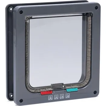 Dvířka pro psa Karlie dvířka pro kočky s uzávěrem se 4 funkcemi - šedá: D 19,2 x Š 20 cm (s tunelem)