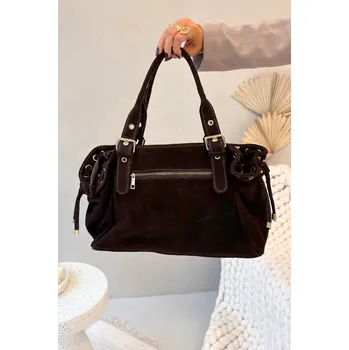 Kabelka Kožená semišová kabelka Boto Chocolate Ovelia Boto hnědá 3456222