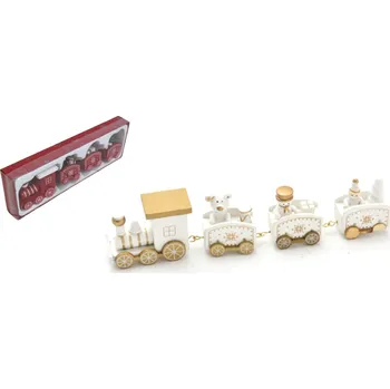 Vánoční dekorace Vánoční dekorace VLAK, dřevěná, 24x8 cm, BÍLÁ