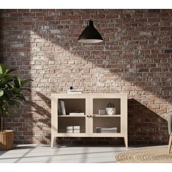 Komoda Buková komoda ROMA KT2 prosklená Dvířka: Dvířka - dřevo, Úchyty: úchyt - zlatá