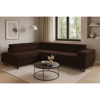 Sedací souprava Rohová rozkládací sedačka ANTONIO - tmavěhnědá - manšestr - LINCOLN 29