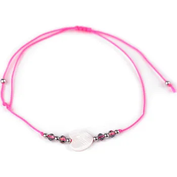 Náramek Náramek shamballa perleťové srdce Balení: 1 ks, Varianta: 5 růžová neon - 8596475093668