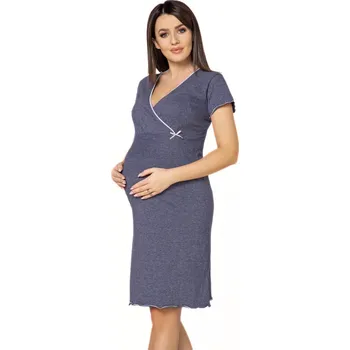 Těhotenské noční prádlo Těhotenská a kojicí košile Purple - modrá jeans melange, bavlněná Velikost: M