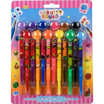 Voňavé gelové pera s bambulkou, sada 12 barev