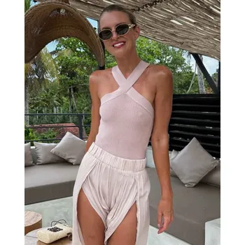 BeChick Pudrový Bodycon Twist top BeChick ❤