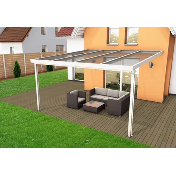 Pergola Gutta Terrassendach Premium - VSG sklo / bílá konstrukce pergola 8,13 x 3,06 m