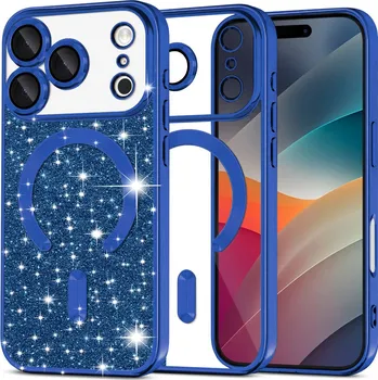 Pouzdro na mobilní telefon Techsuit Luxury Glitter MagSafe pro iPhone 17 Pro Max v tmavě modré