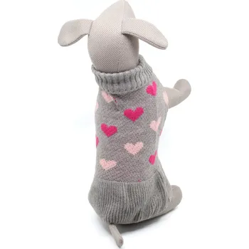 Obleček pro psa Vsepropejska Lovie svetr pro psa se srdíčky Barva: Šedá, Délka zad (cm): 24-26, Obvod hrudníku: 28- 38 cm