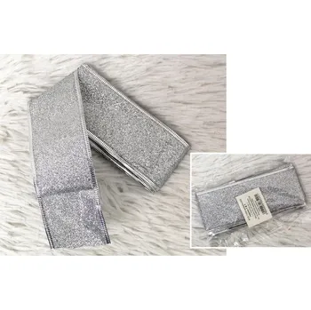 Stuha Vánoční ozdobná stuha BROKEN 5 cm široká 2 m dlouhá STŘÍBRNÁ