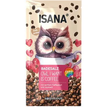 Koupelová sůl ISANA Sůl do koupele Owl I Want Is Coffee 80 g