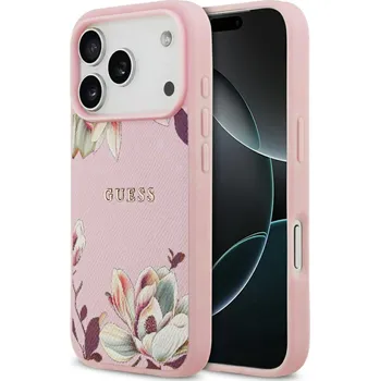 Pouzdro na mobilní telefon Guess Grained Flowers MagSafe iPhone 17 Pro Max růžová