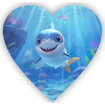 Dekorativní magnet Magnetka 65x65mm ve tvaru srdce - přátelský žralok