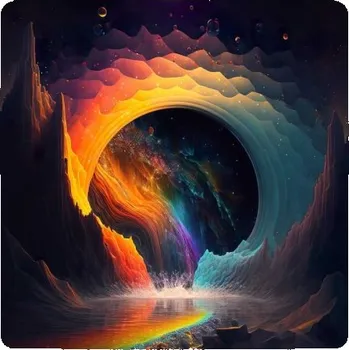 Dekorativní magnet Magnetka 65x65mm ve tvaru čtverce - kosmický barevný vír