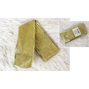 Stuha Dekorační vánoční stuha BROKEN 5 cm široká 2 m dlouhá ZLATÁ