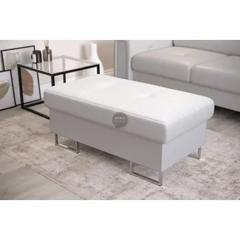 Taburet Taburet s uložným prostorem GALAXY 100×55 cm přírodní kůže - bílá kůže