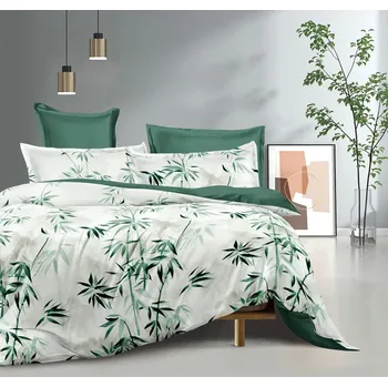 Povlečení Luxusní oboustranné bavlněné povlečení 140×200 + 70×90 – Zelený sen s bambusovým vzorem