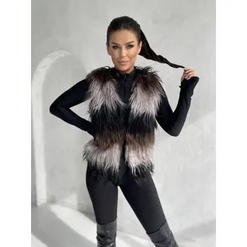 Dámská vesta Dámská vesta s umělou kožešinou Edoti černá | šedá | hnědá 3460173