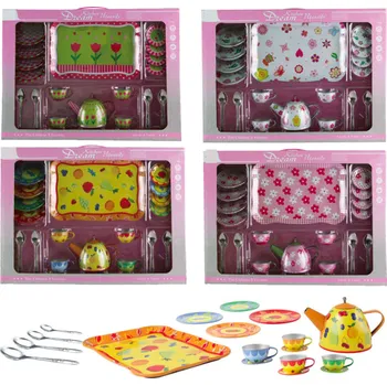 Doplněk pro panenku Čajová plechová sada s potiskem 19 dílná