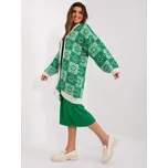 BADU Zelený a ecru volný svetr se vzory Barva: Zelená, Velikost: ONE SIZE