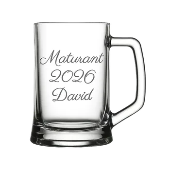 Sklenice Maturitní půllitr se jménem a ročníkem – pískovaný půllitr pro maturanty (Pískovaný půllitr pro maturanty)