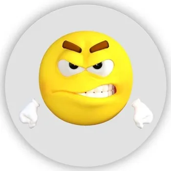 Dekorativní magnet Magnetka 60x60mm ve tvaru kruhu - naštvaný smajlík