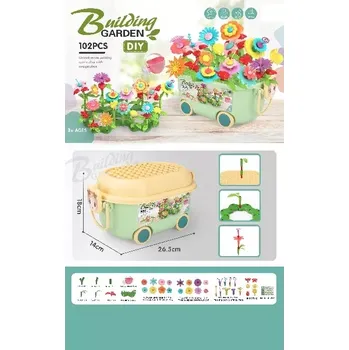 ostatní stavebnice Stavebnice květinky 102 dílů s vozíkem a konvičkou