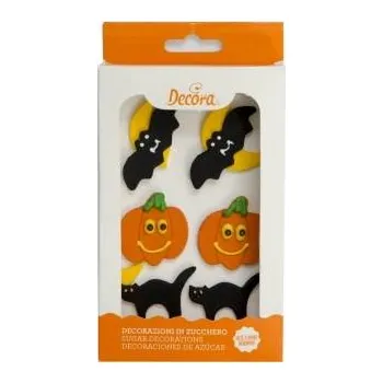 Jedlá dekorace na dort Cukrová dekorace na dort dýně, netopýr a kočka 6ks - Decora