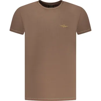 Pánská móda Pánské hnědé triko s krátkým rukávem Aeronautica Militare Other 3459545