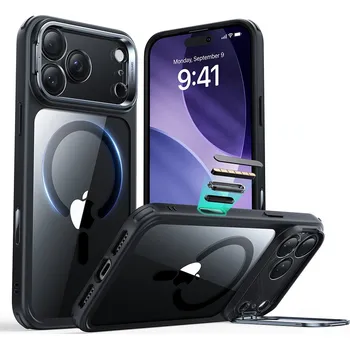 Pouzdro na mobilní telefon ESR Classic Hybrid HaloLock Kickstand iPhone 17 Pro Max černá průhledná