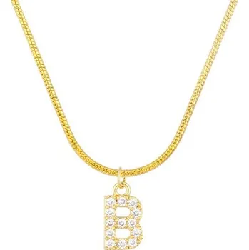 Náhrdelník Flamenco Mystique Náhrdelník z chirurgické oceli s písmenem B, 14K pozlacený, délka 46 cm, lesklé zlato