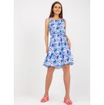 Bílé a modré šaty s volánkovými ramínky RUE PARIS Barva: bílo-modrá, Velikost: L/XL